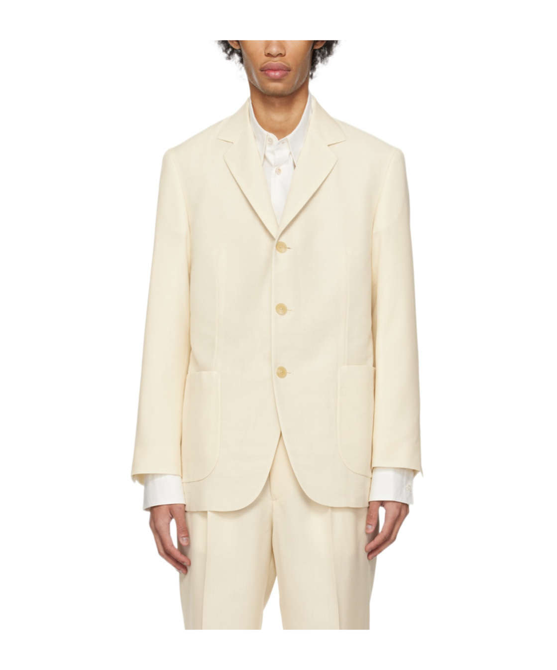 Auralee Slit Details Suit Jacket In White