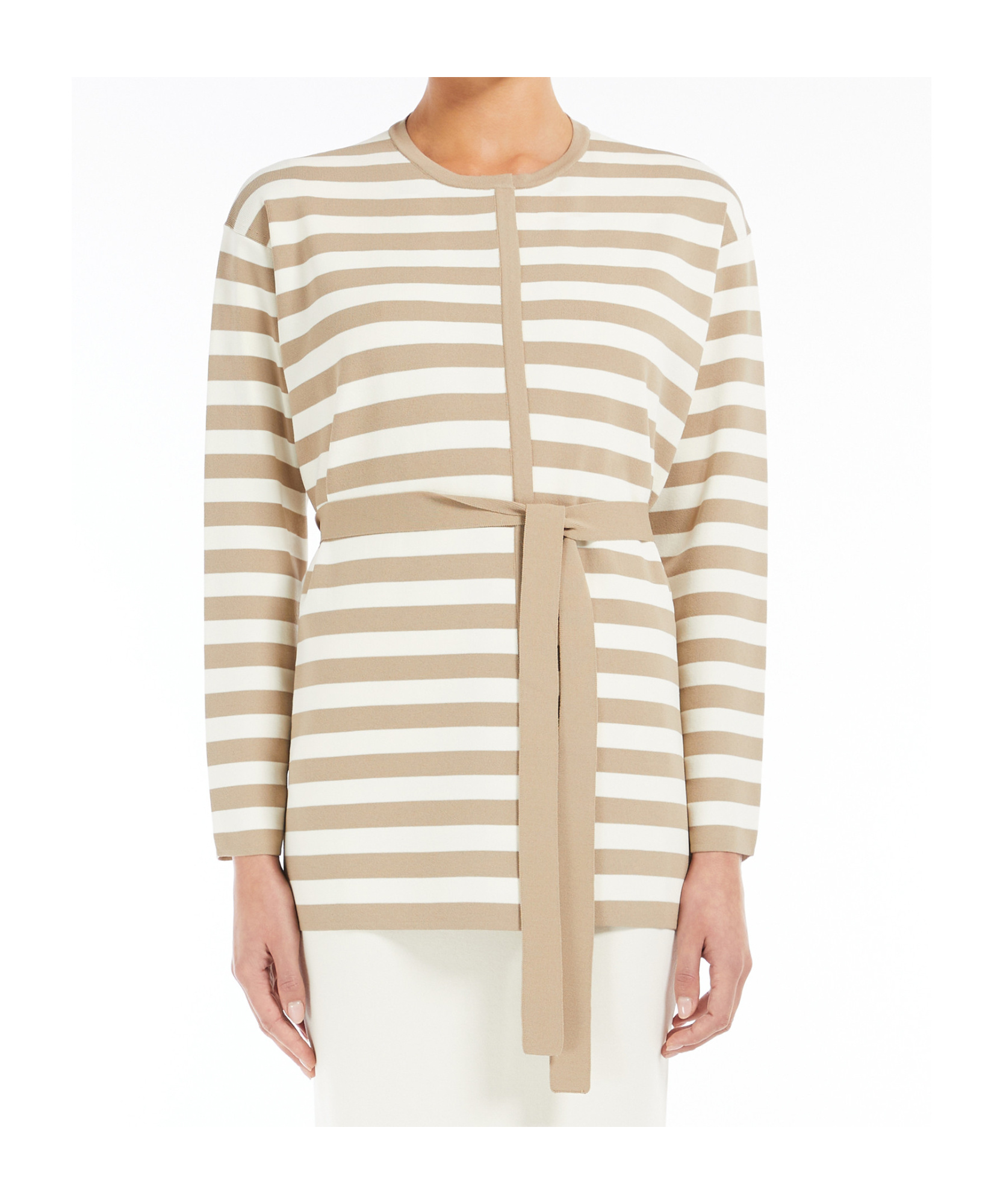 Max Mara Beige And White Cotton Gerald Knitwear In Nude