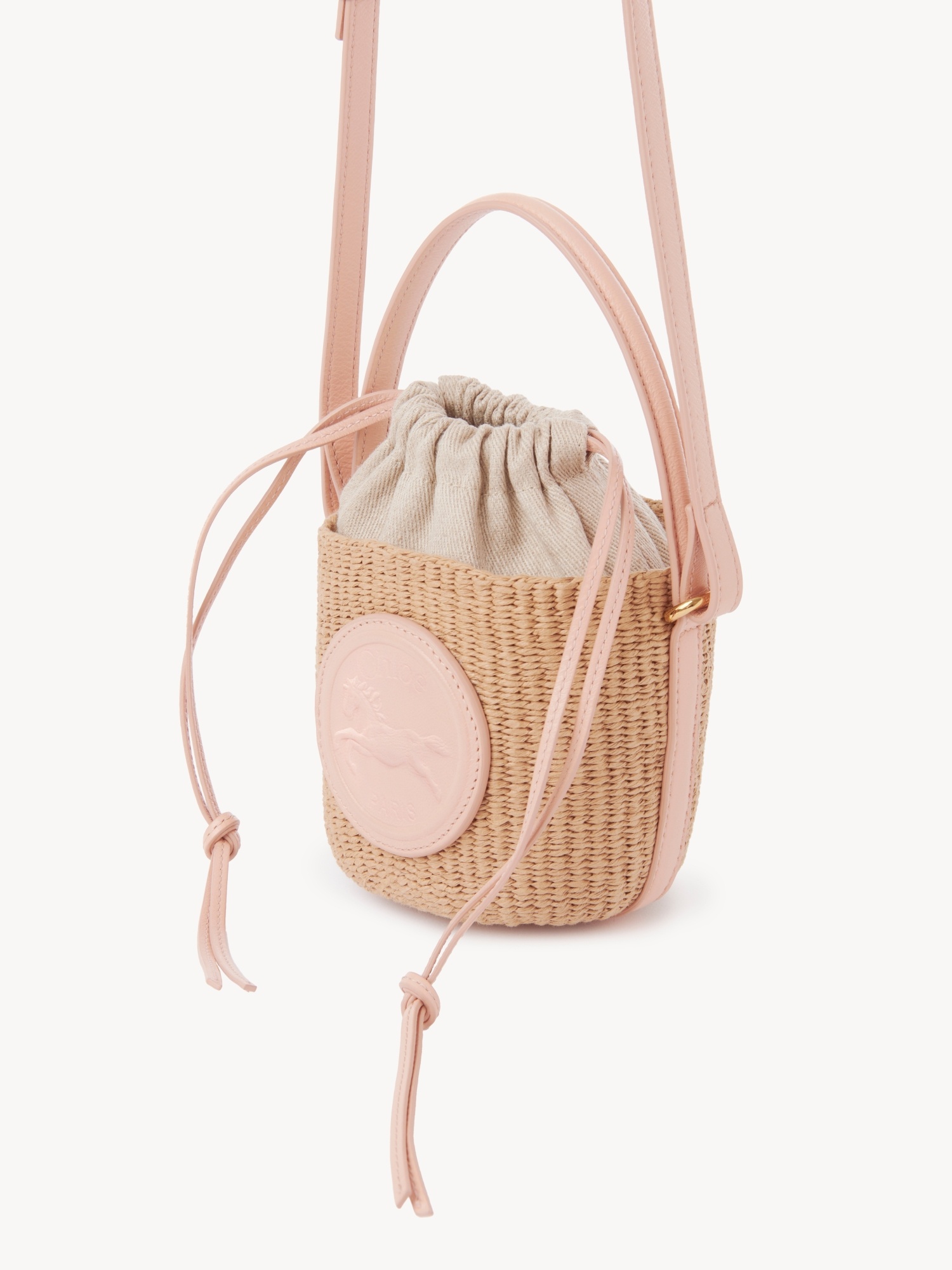 Chloé Pink Mini Horse Medal Basket Bag In Nude