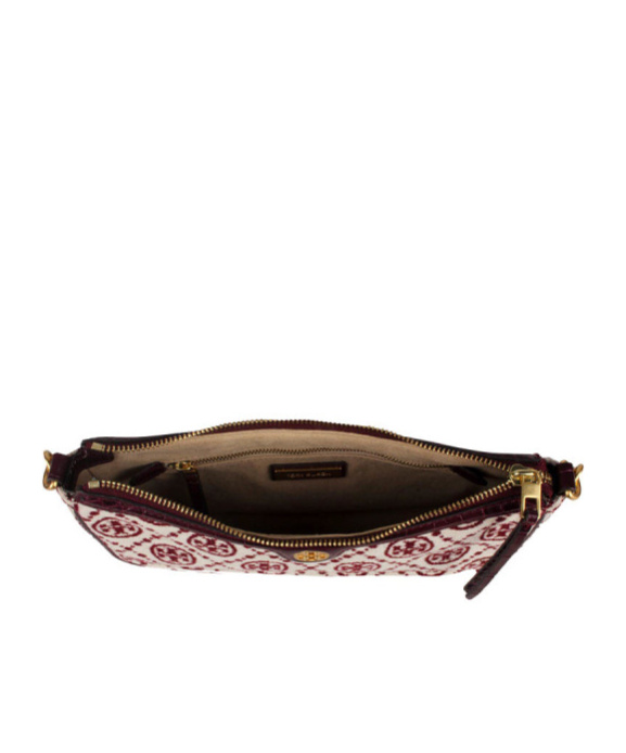 Tory Burch Medium Logo Jacquard Shoulder Bag In Nude