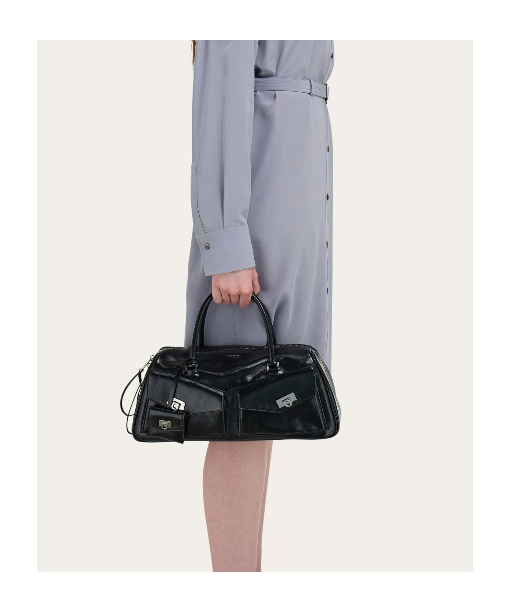 Ferragamo Versatile Cross-body Bag Top Handles In Black