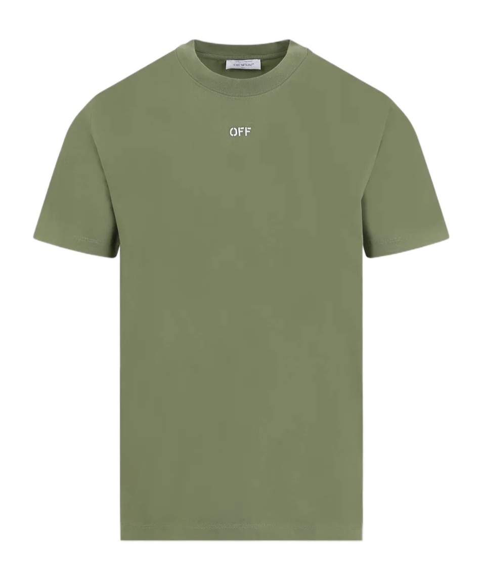 Off-white Arrows-stitching Cotton T-shirt In Green