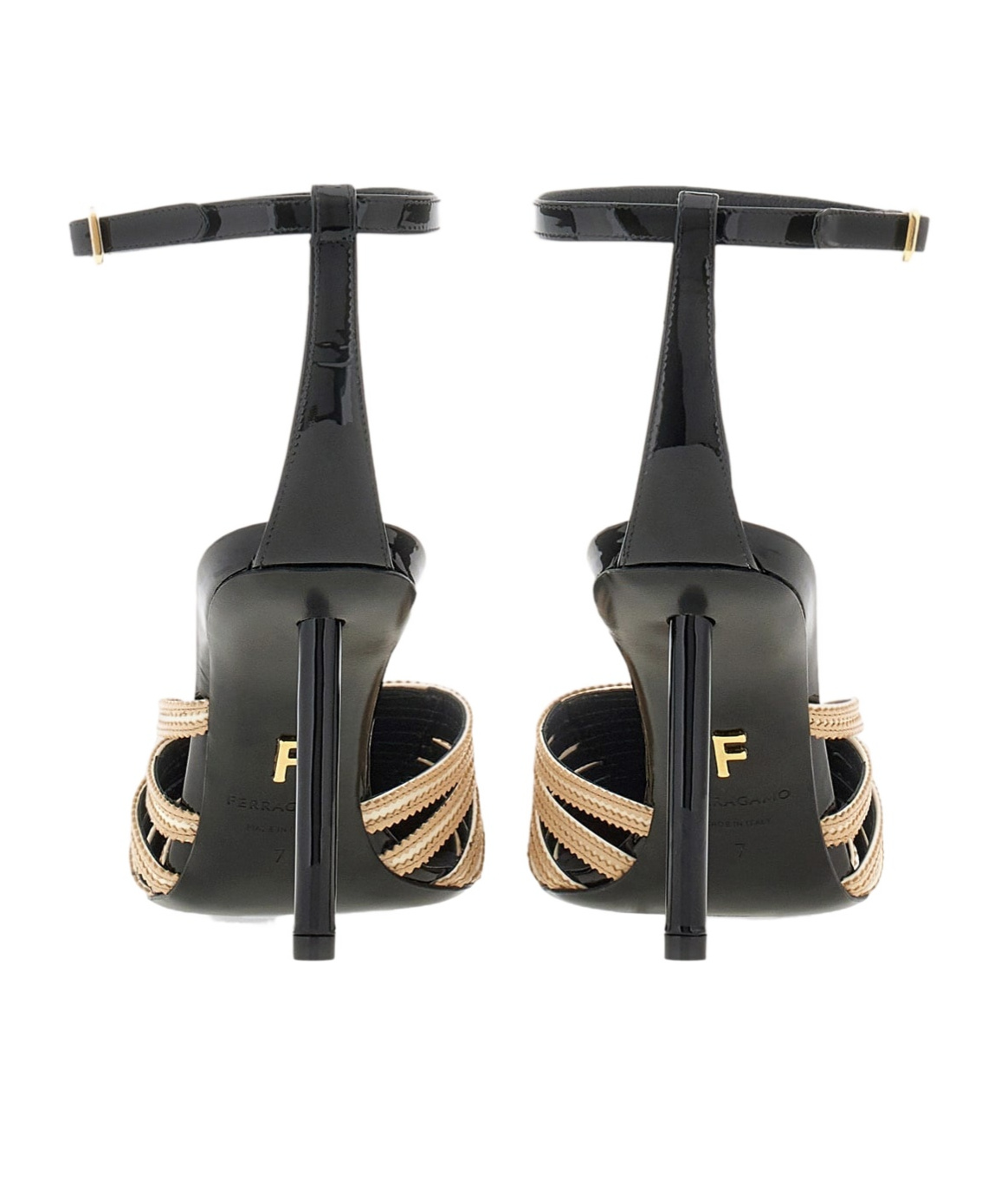 Ferragamo High-heeled Sandals With Thin Ankle Straps In Black