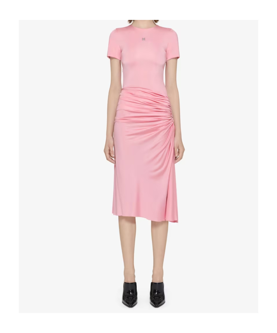 Givenchy Ruched Midi Dress In Candy Pink