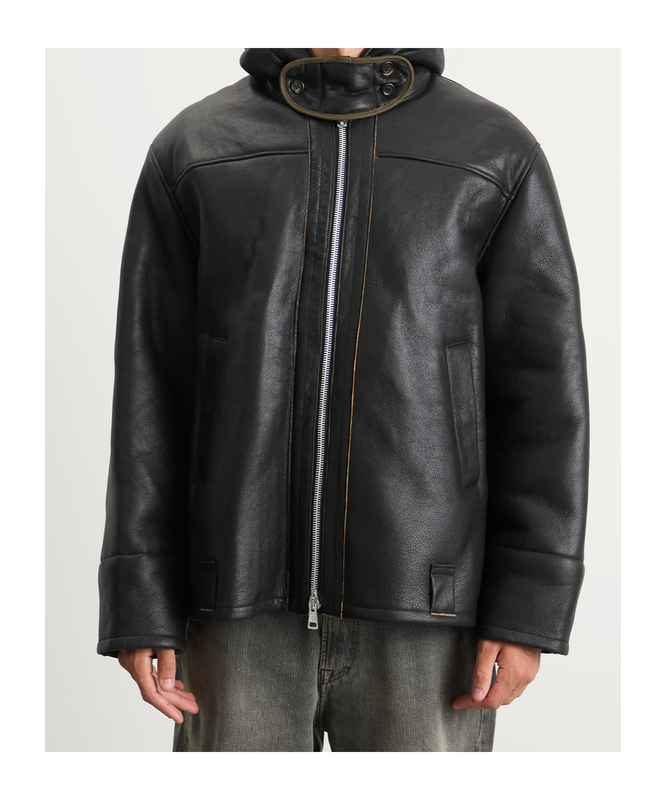 Our Legacy Long-sleeved Leather Jacket In Black