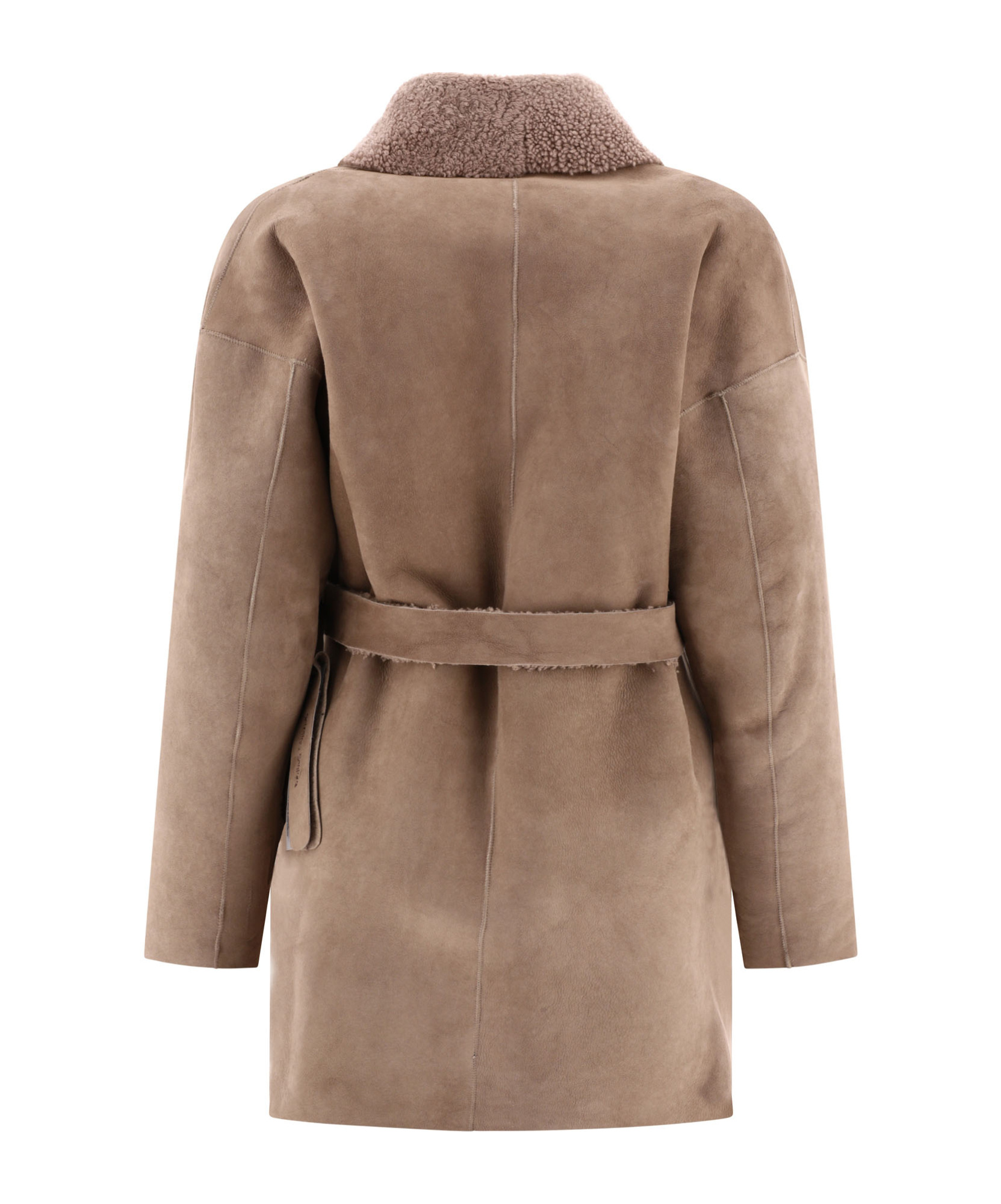 Salvatore Santoro Shearling-trimmed Suede Coat In Brown