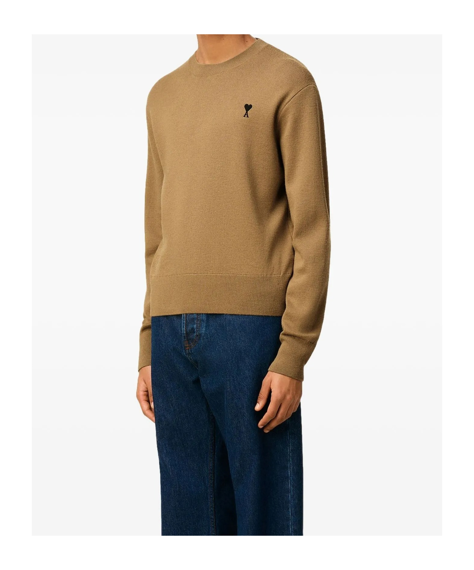 Ami Alexandre Mattiussi Brown Wool Ami De Coeur Crewneck Sweater Brown In Multi