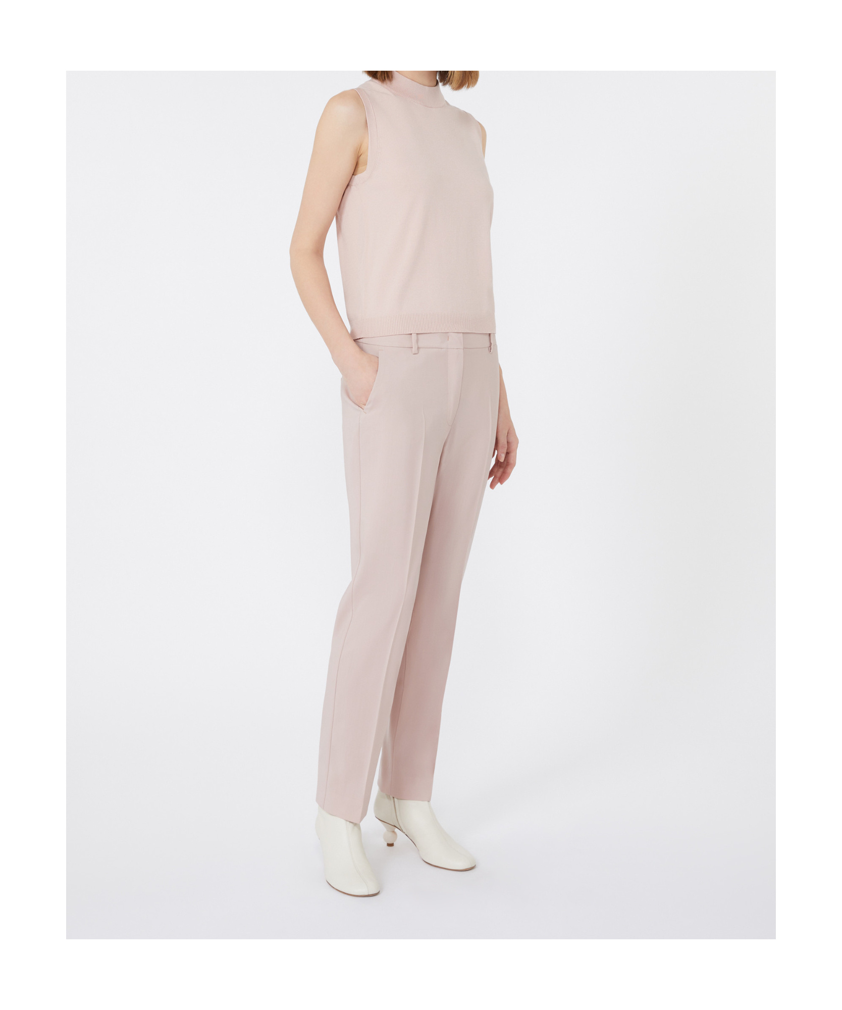 Weekend Max Mara Woollen Cloth Cigarette Trousers In White