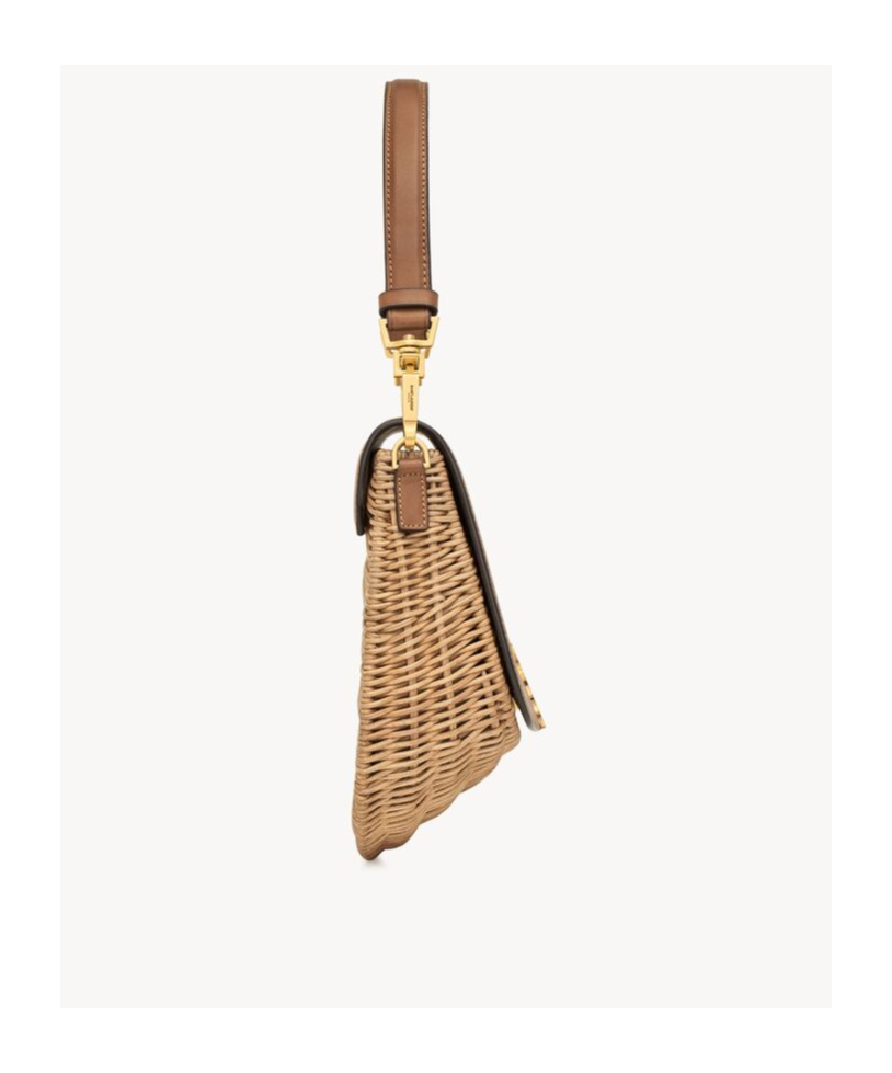 Saint Laurent Voltaire Top Handle In Osier In Brown