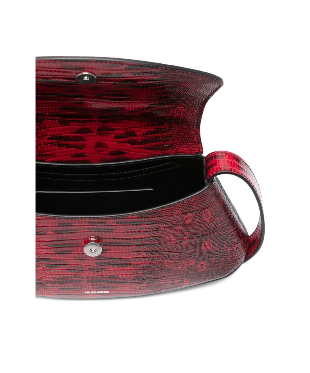 Jil Sander Structured Shoulder Bag In Rosso Vitello Leather In Red