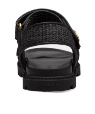Coach Brynn Textured-strap Sandals In Black