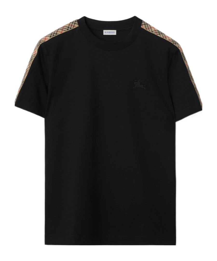 BURBERRY BURBERRY CHECKERED-TRIM CREWNECK T-SHIRT