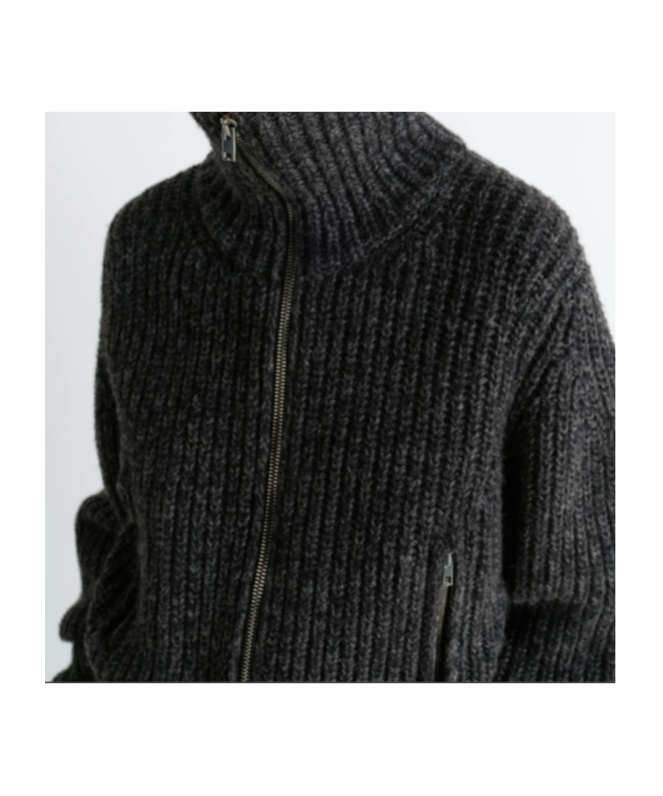 Lemaire Long-sleeved Knitted Cardigan In Black