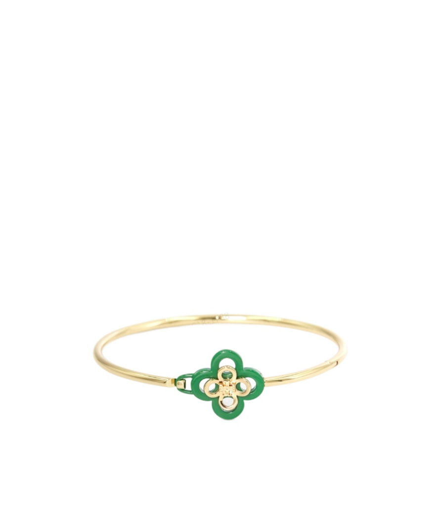 Tory Burch Kira Clover Hinge Bracelet In Yellow