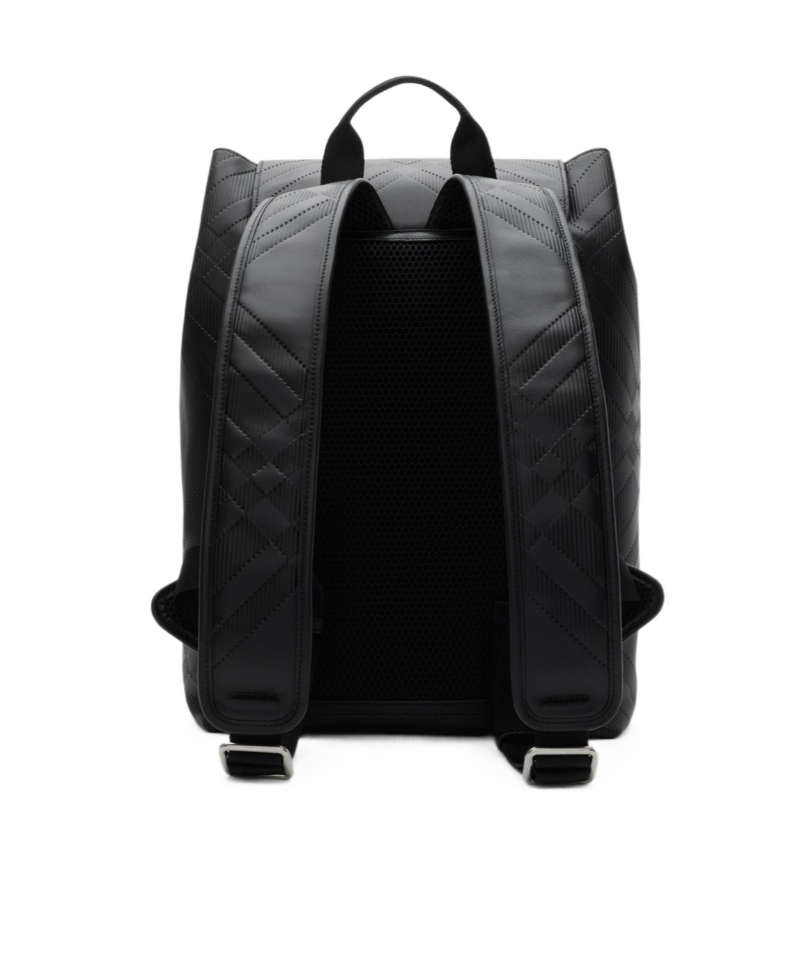 Burberry Embossed Check Backpack In Black
