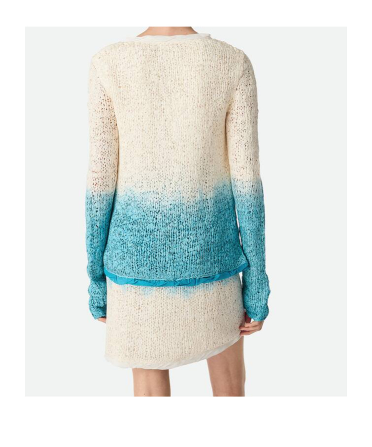 Bottega Veneta Wool And Silk Overdyed Jumper In Blue