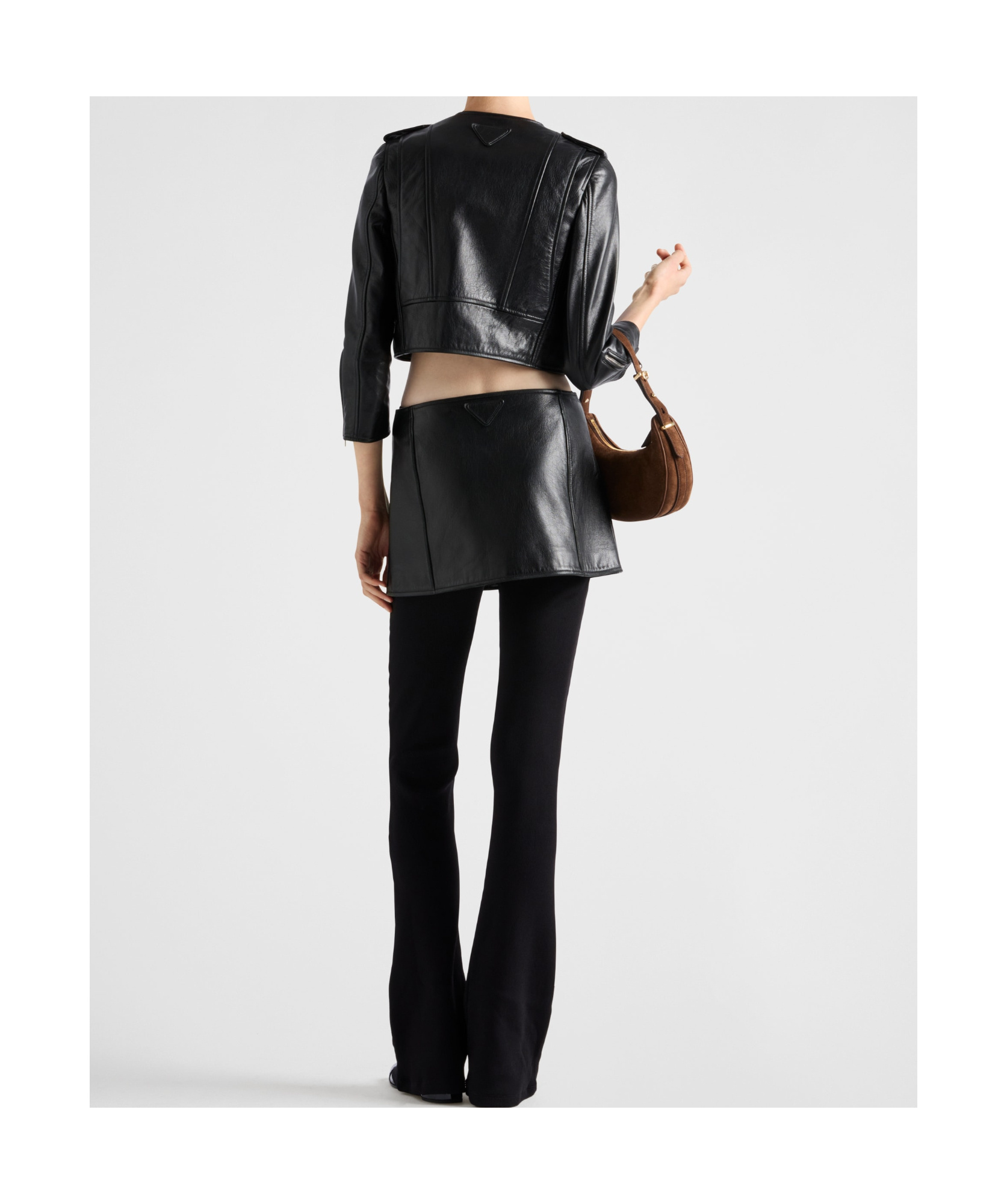 Prada Leather Mini Skirt In Black