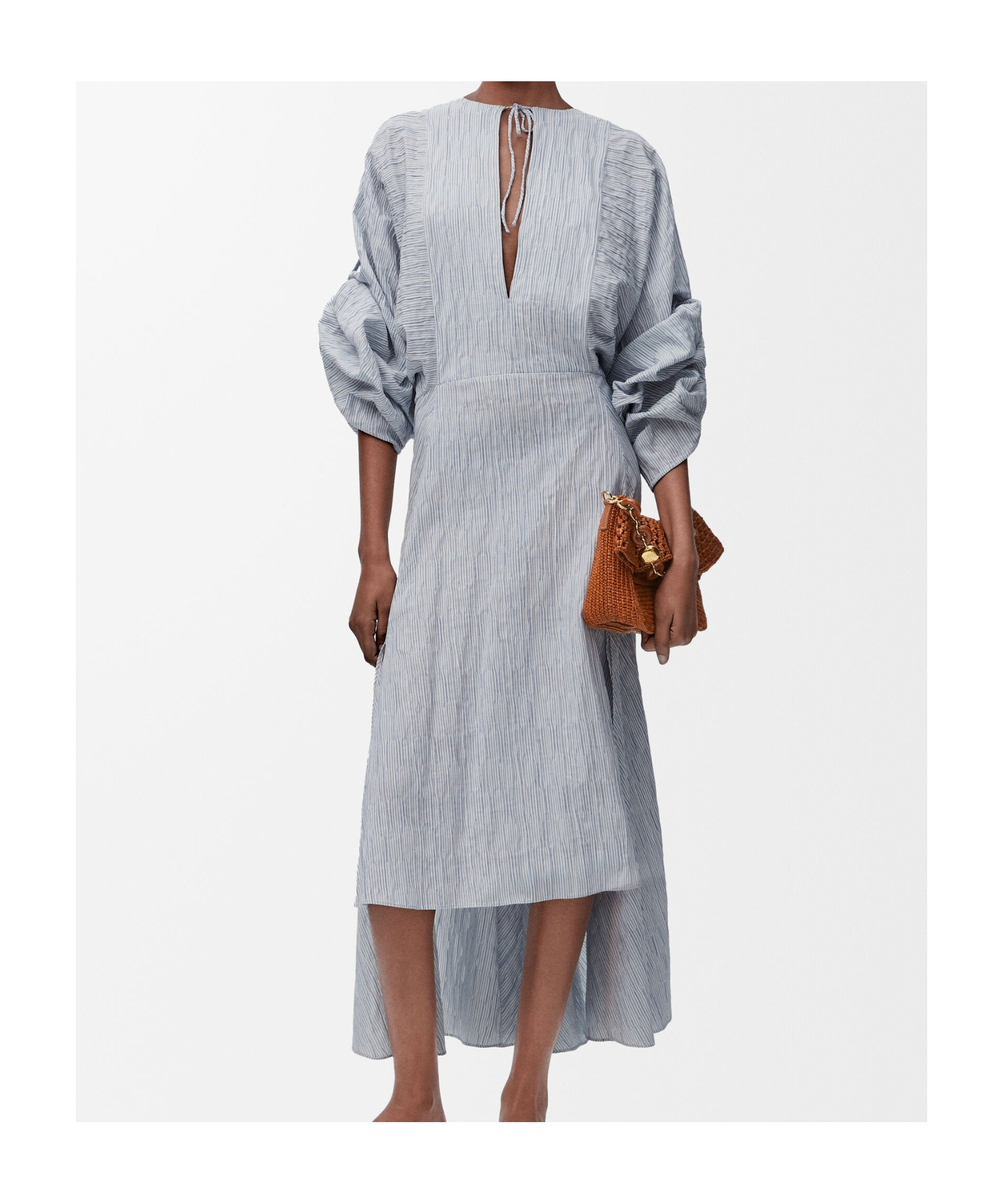 Loewe Pleated Tie-neck Midi Dress