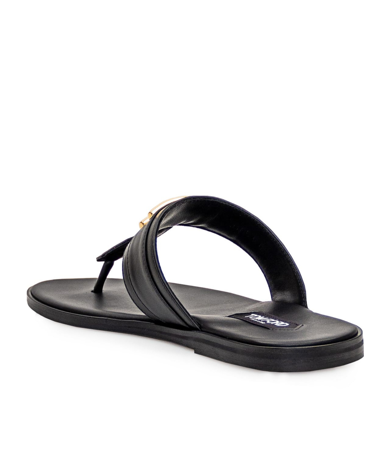 Tom Ford Brighton Leather Flip-flops In Black And Gold