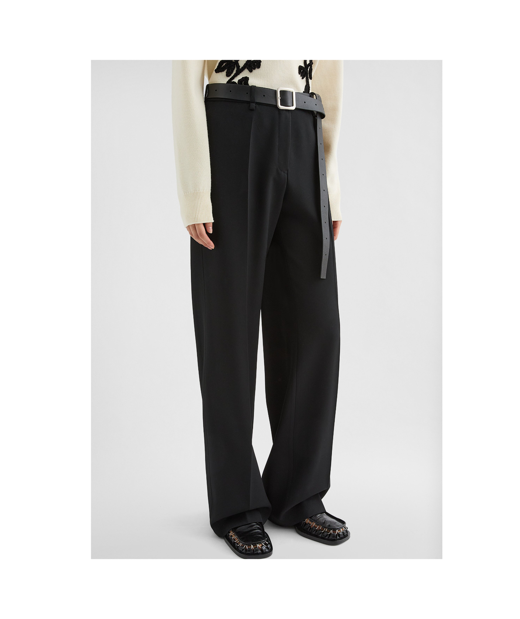 Shop Jil Sander Wool Gabardine Tailored Trousers