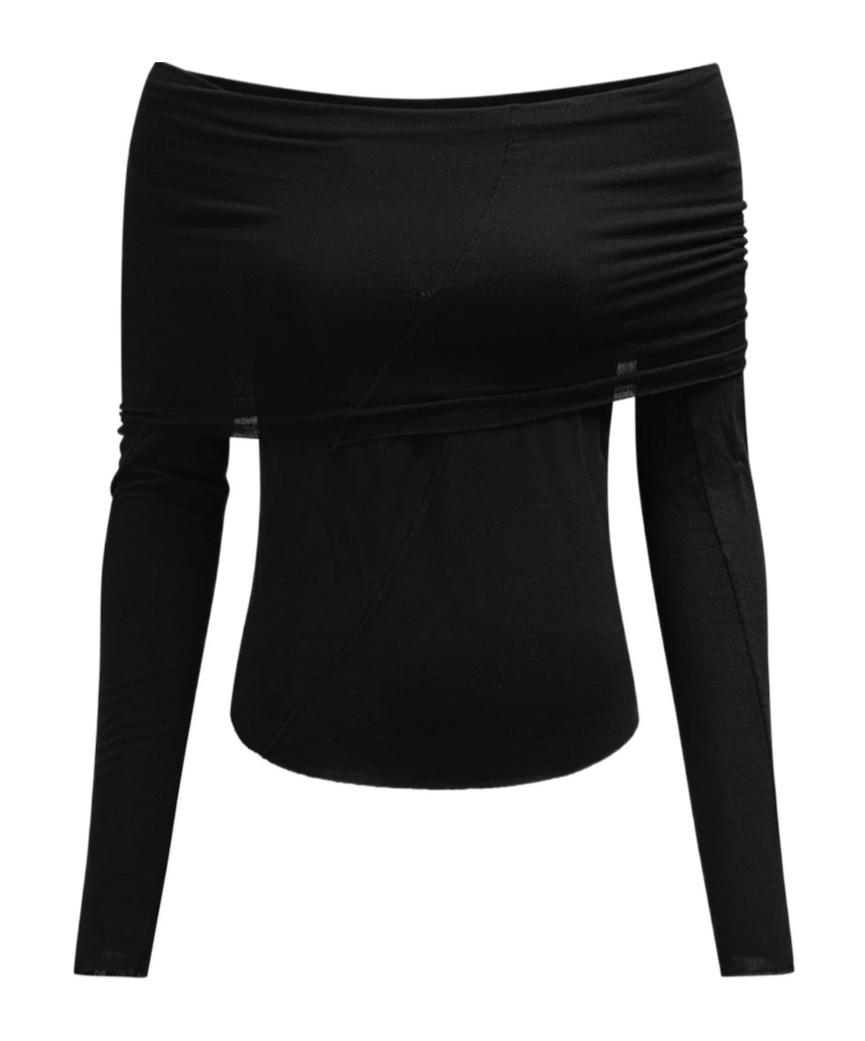 Thom Krom Off-shoulder Longsleeve In Black