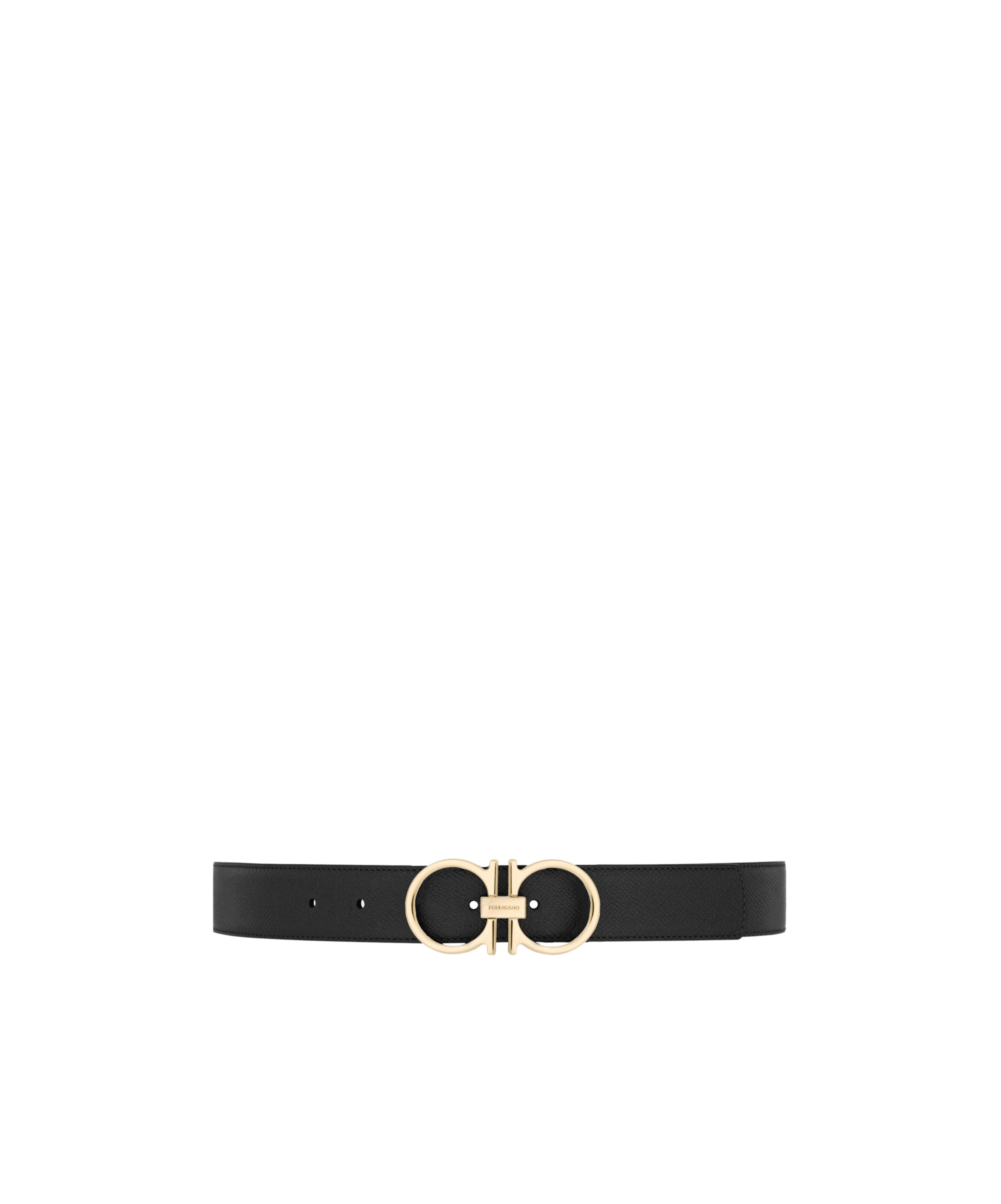 Ferragamo Reversible And Adjustable Gancini Belt In Black
