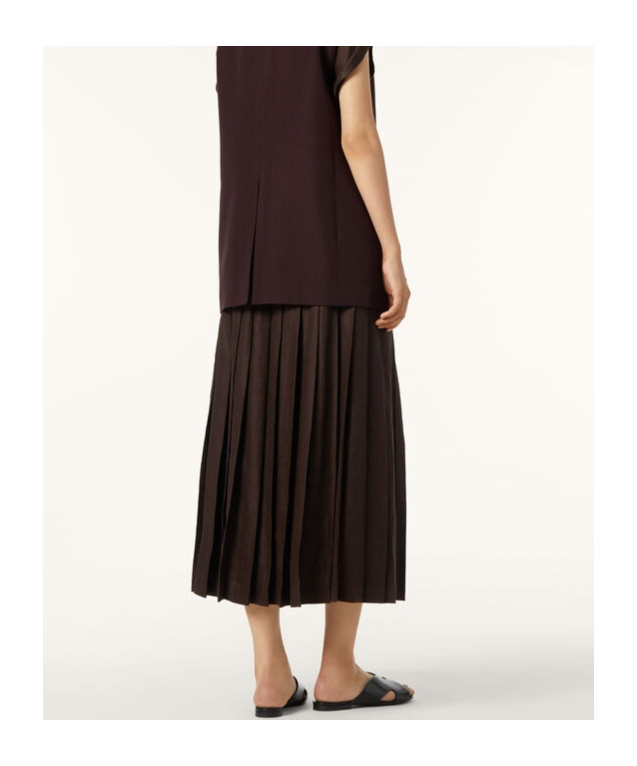 Loro Piana Yasmina Belted Pleated Linen-twill Wrap Skirt In Carob Bean