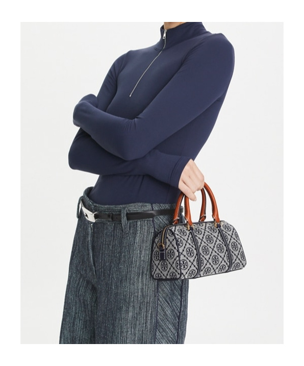 Tory Burch Mini T Monogram Barrel Crossbody Bag In Gray