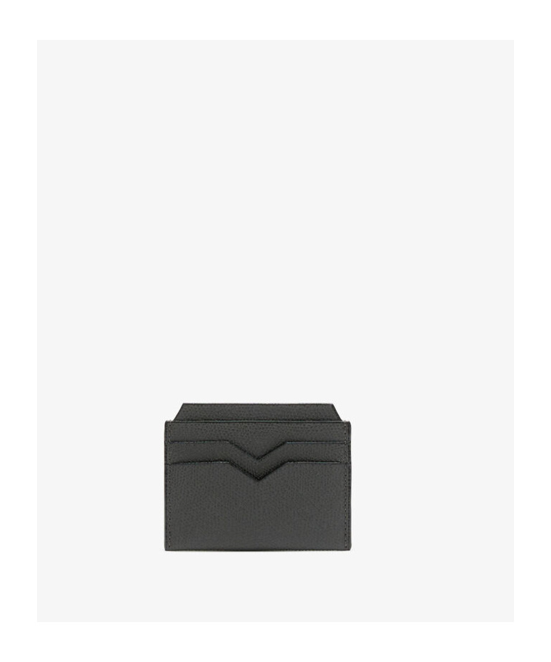 Valextra Calf Leather Card Holder In Black