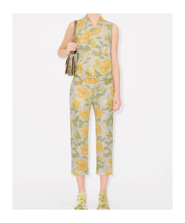Kenzo Jacquard Cropped Pants Casual Pants In Nude