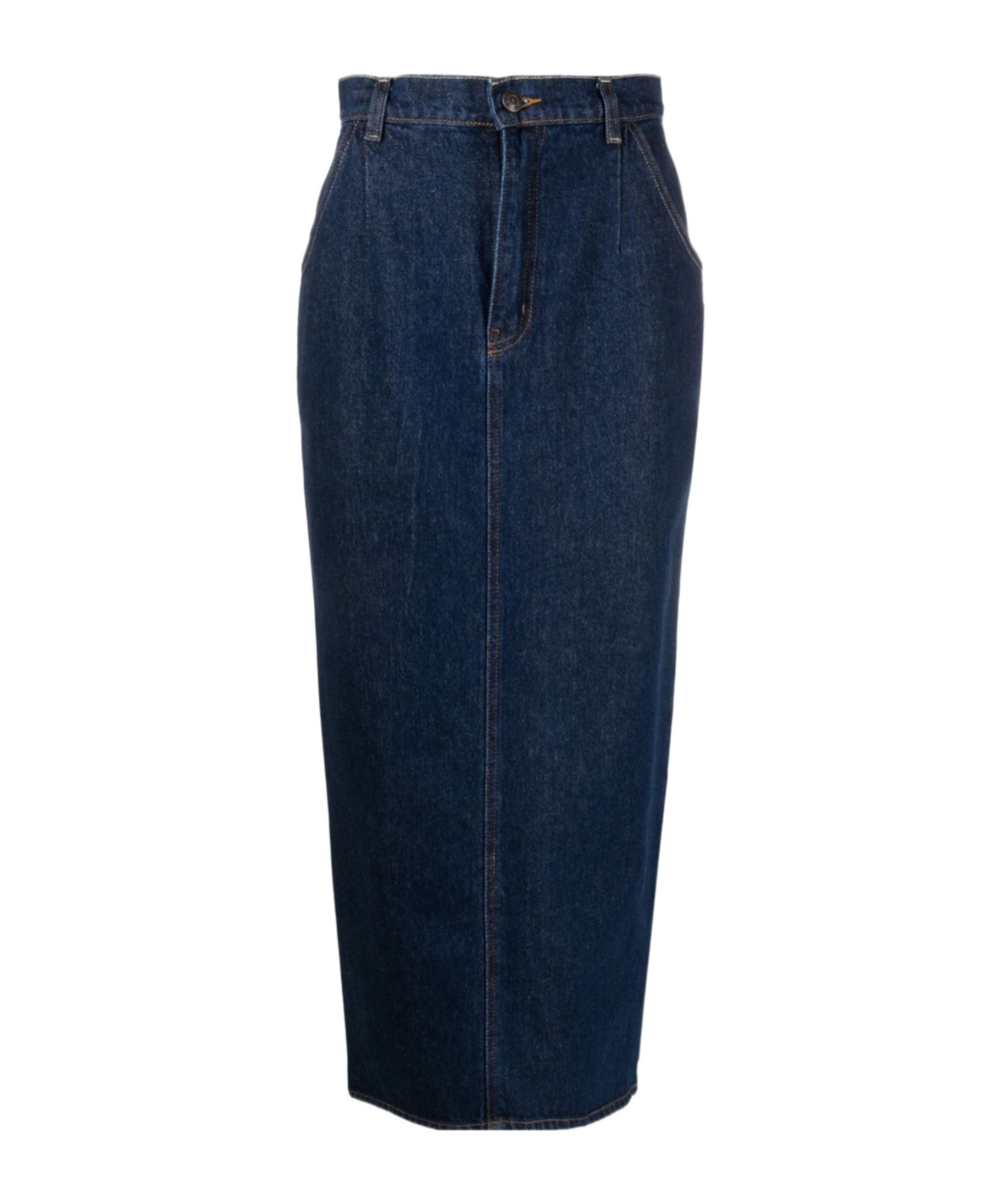 Magda Butrym High-waisted Denim Skirt With Pockets And Slit In Blue