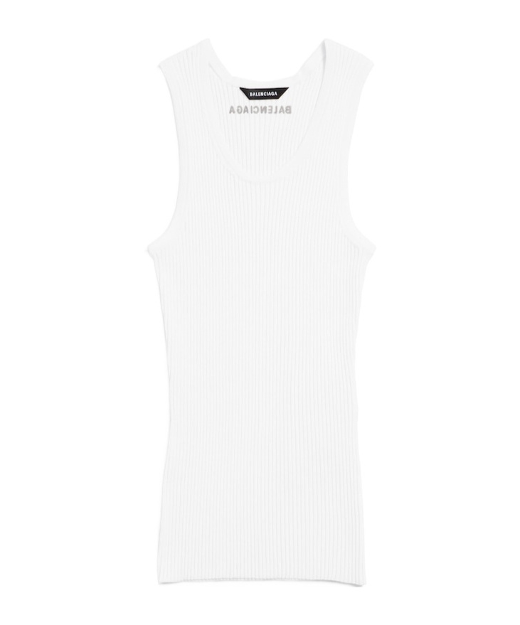 Balenciaga Tank Top In White Classic Knit Wool In White
