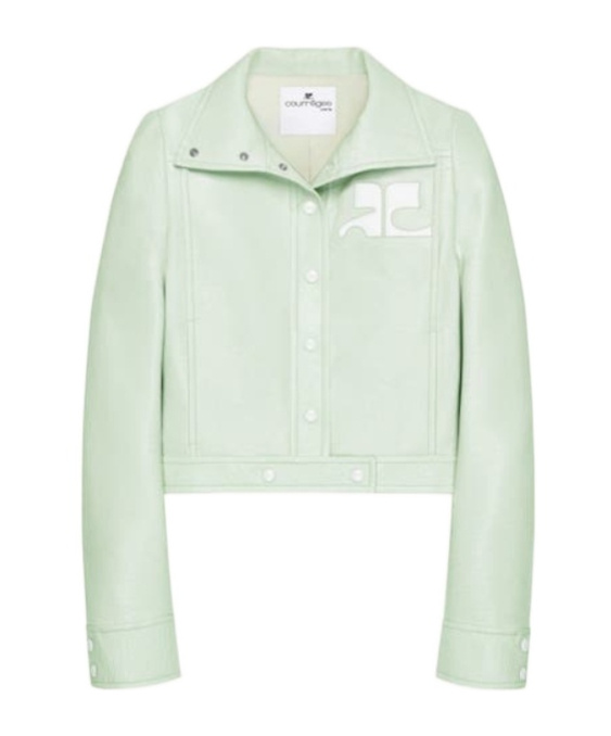 Courrèges Reedition Vinyl Buttoned Collar Jacket In White