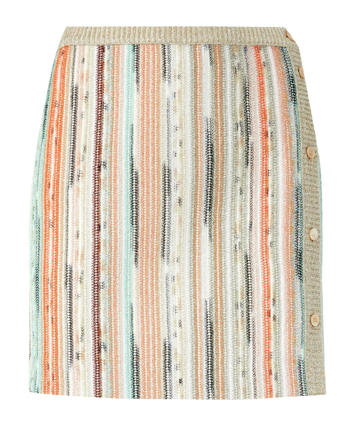 Shop Missoni Striped Lamé Slub Viscose Miniskirt In Nude