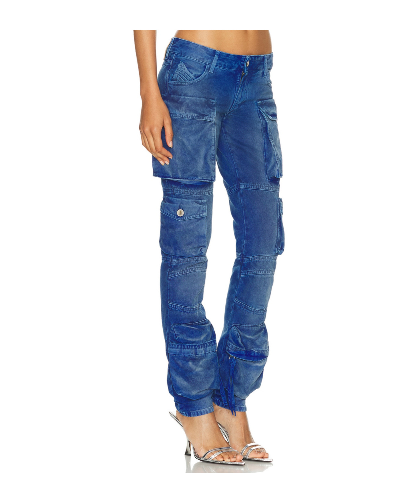 Attico Low-rise Cargo Jeans In Blue