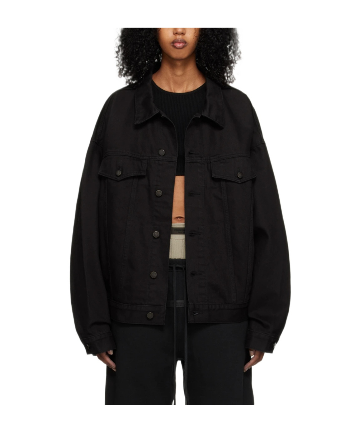 Essentials Button-fastening Denim Jacket In Black