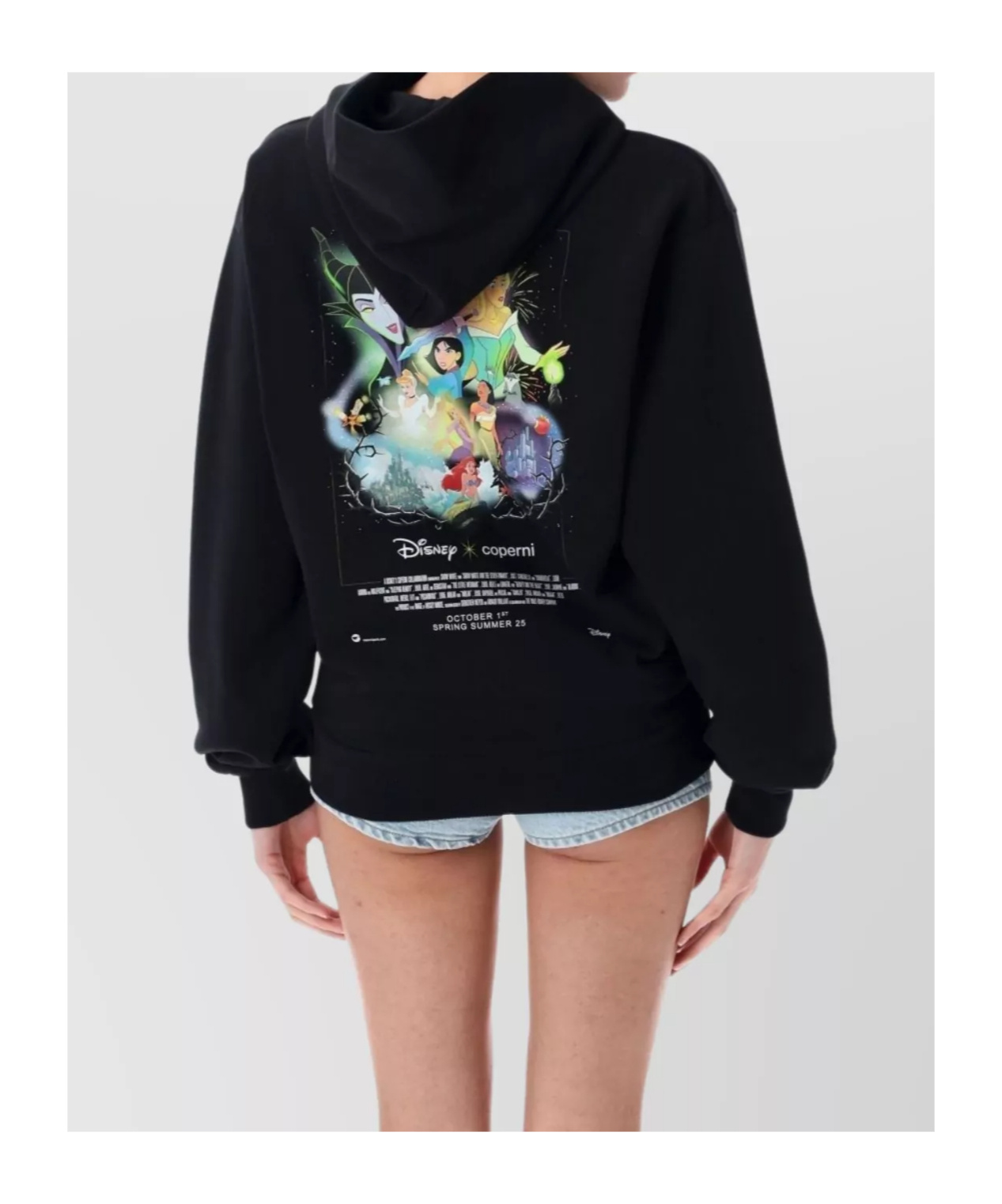Coperni Maleficent Hooded Cotton Sweatshirt With Kangaroo Pocket In Black