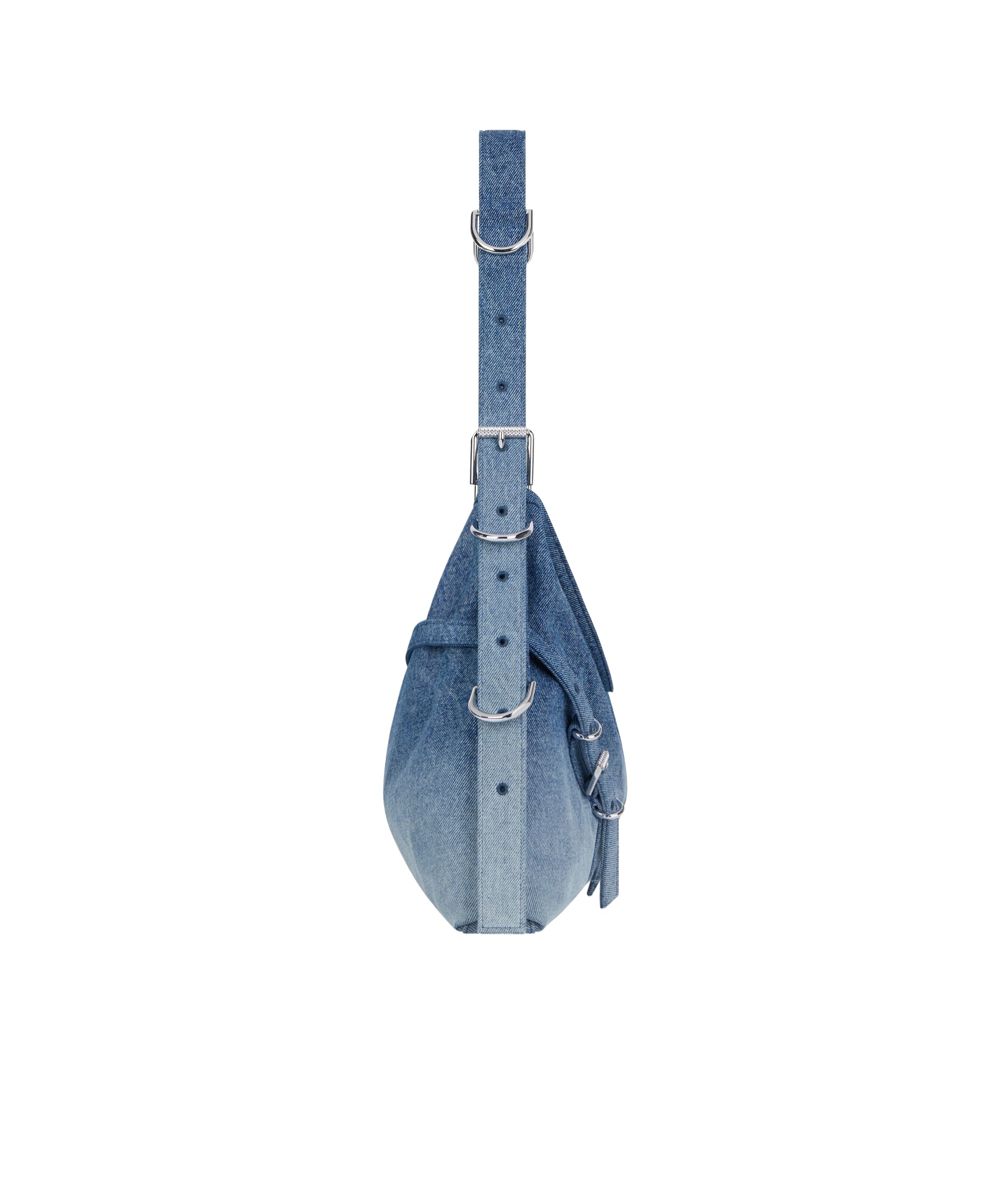 Givenchy Medium Denim Floral-embroidered Voyou Shoulder Bag In Blue