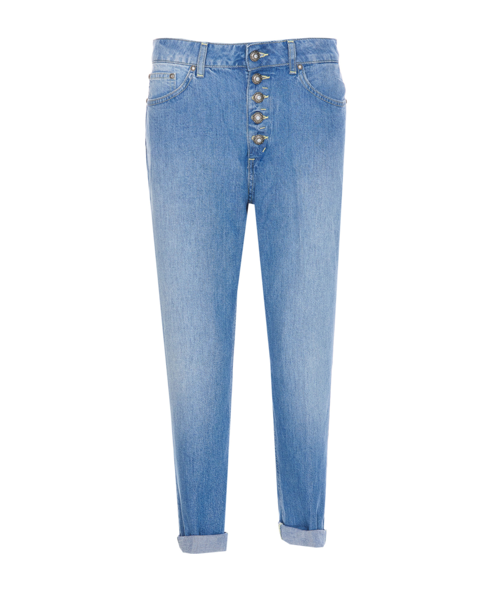 Dondup High-waisted Five-pocket Jeans With Decorative Button Fly In Blue