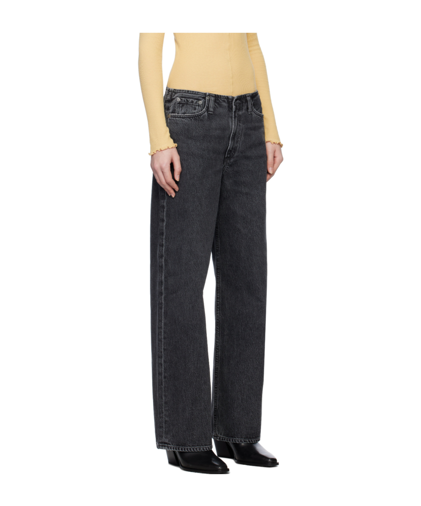 Agolde Five Pocket Denim Trousers In Gray