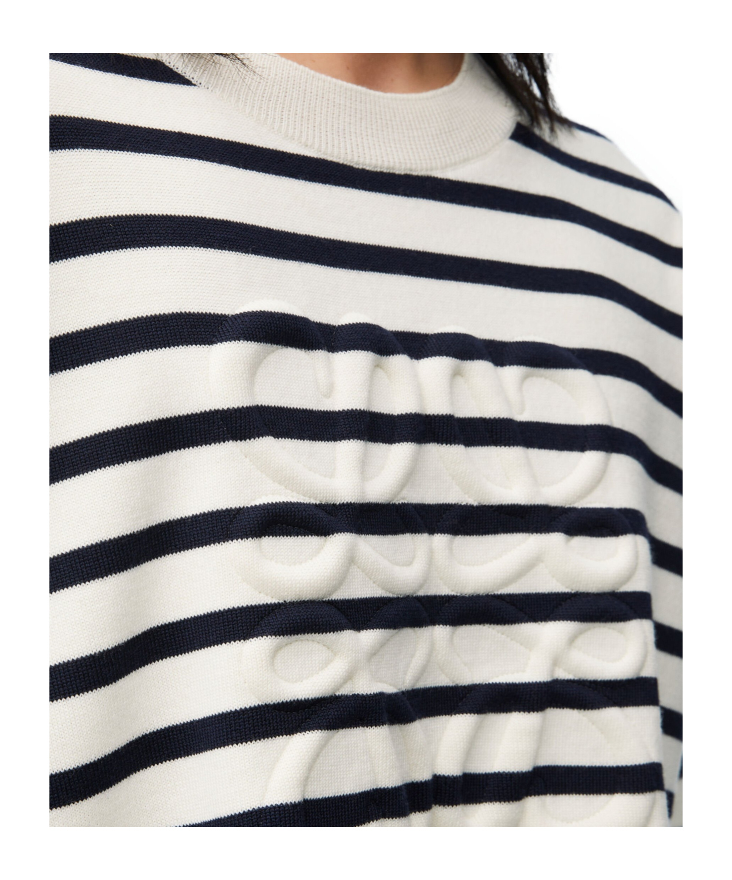Loewe Striped Wool-blend Sweater With Anagram Detail In White