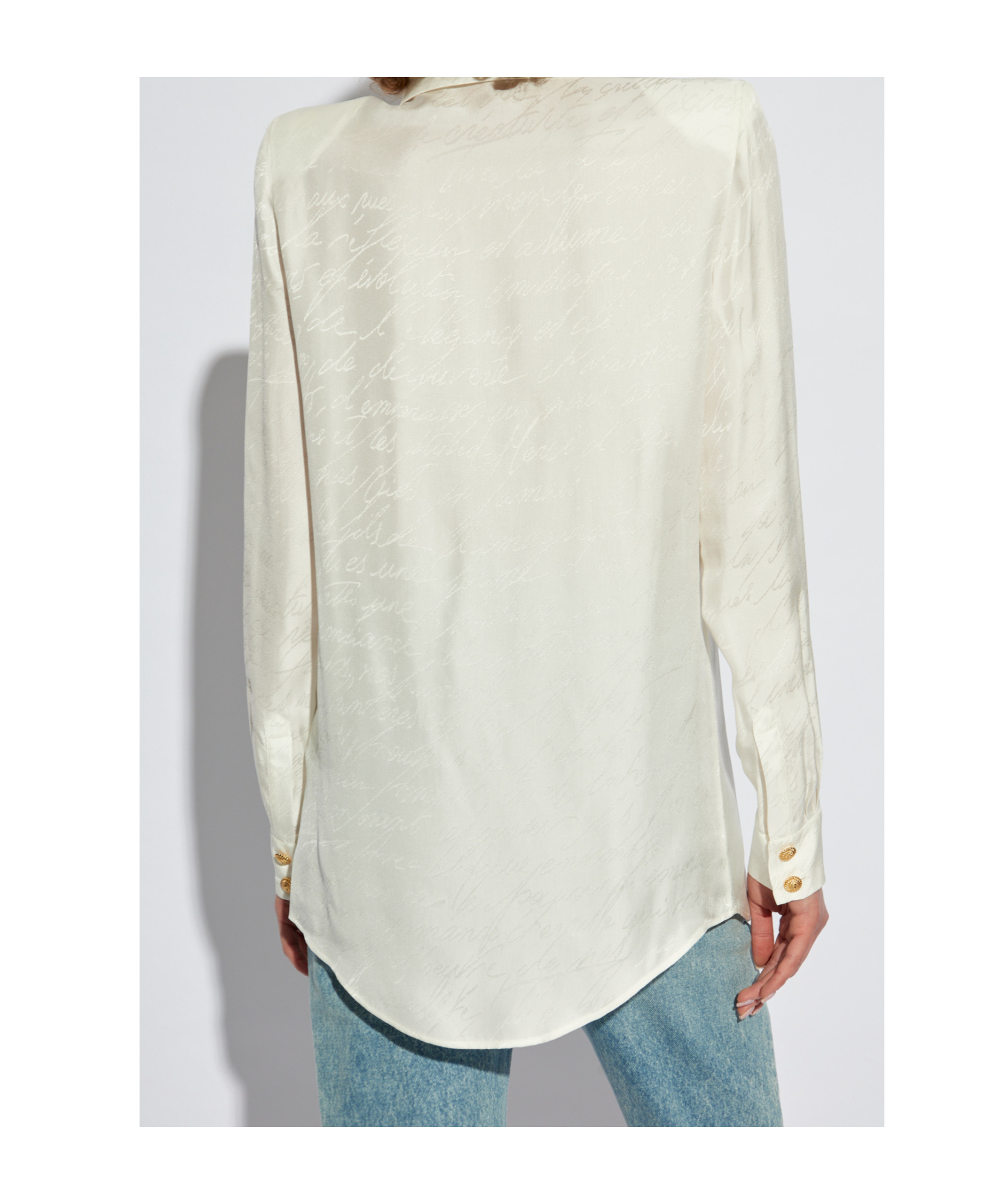 Balmain Monogram Jacquard Buttoned Shirt In White