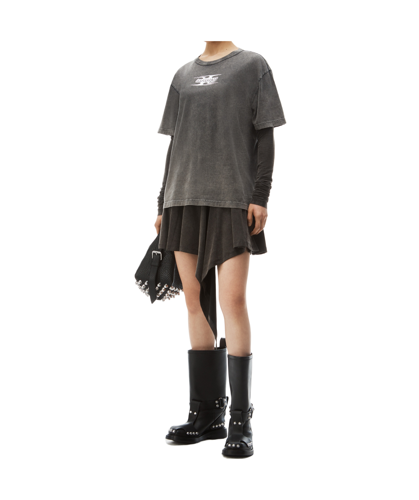 Alexander Wang Blade Logo-embossed Tee In Cotton In Black
