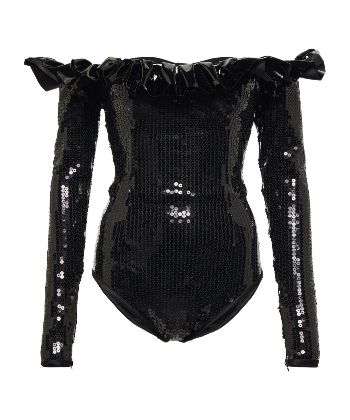 Alessandra Rich Sequined Bodysuit In Black
