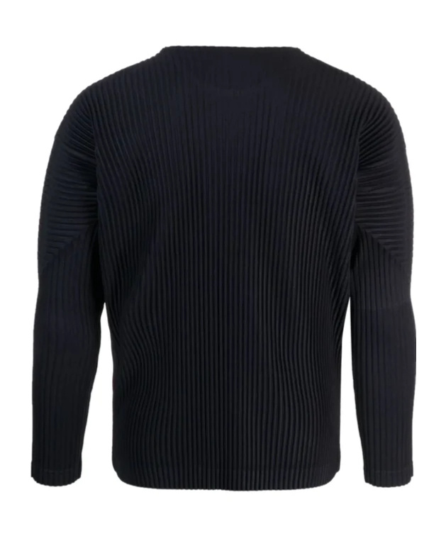Issey Miyake Ns Black Pleated Long Sleeves Regular-fit Knitted T-shirt In Black