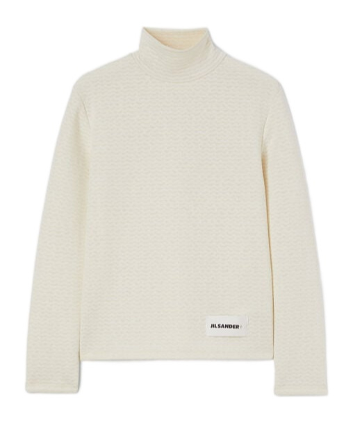 Jil Sander Oversized Cotton Sweatshirt With Subtle Logo Patch In White