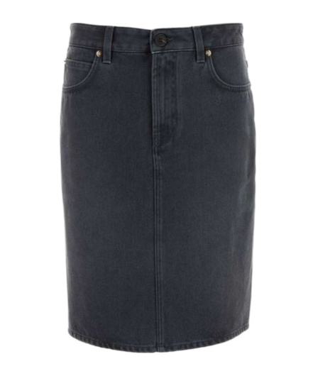 Miu Miu Slit-detailed Skirt In Gray