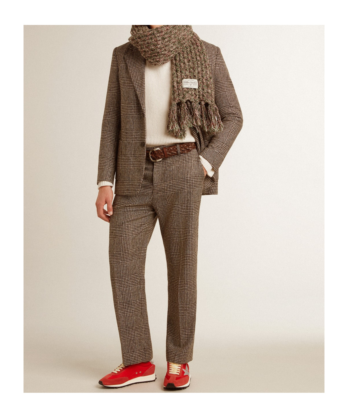 Golden Goose Houndstooth Check Blazer Jacket In Brown