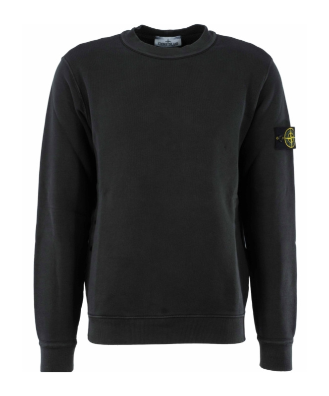 Stone Island Compass-patch Concealed-fastening Coat In Black