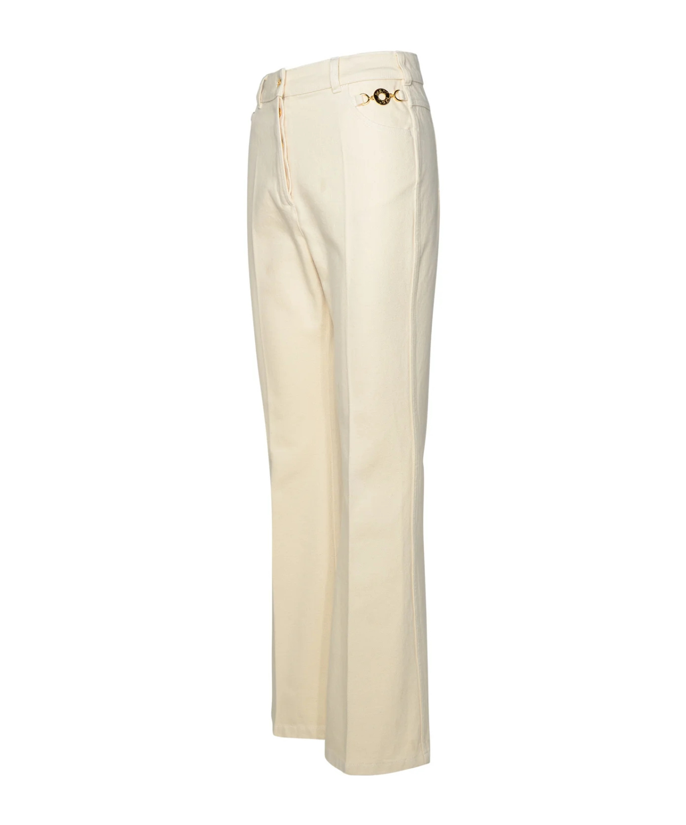 Patou Flared Denim Trousers In Nude